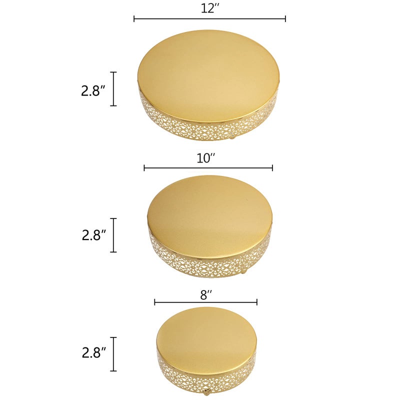 Hedume 3-Piece Cake Stand Set, Round Metal Cake Stands, Dessert Cupcake Pastry Candy Display Plate for Wedding, Event, Birthday Party - Image 4